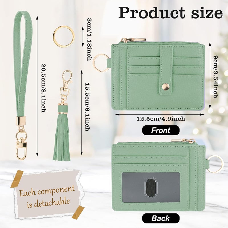 KNGITRYI Small Wristlet Wallets for Women RFID Credit Card Holder Wallet Keychain Wristlet Wallet Credit Card Wallets for Women (Green) - Image 2